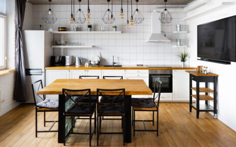 An,Eat-in,Kitchen,Interior,Design,In,Modern,Scandinavian,Style,With